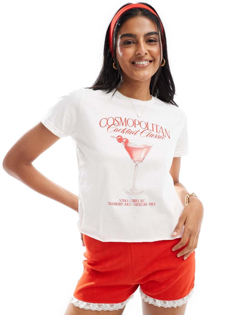 Miss Selfridge cosmo cocktail tee in white Product Image