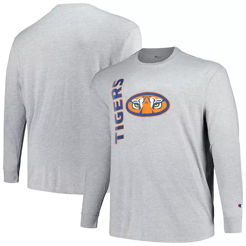 Mens Champion Heather Gray Auburn Tigers Big & Tall Mascot Long Sleeve T-Shirt Product Image