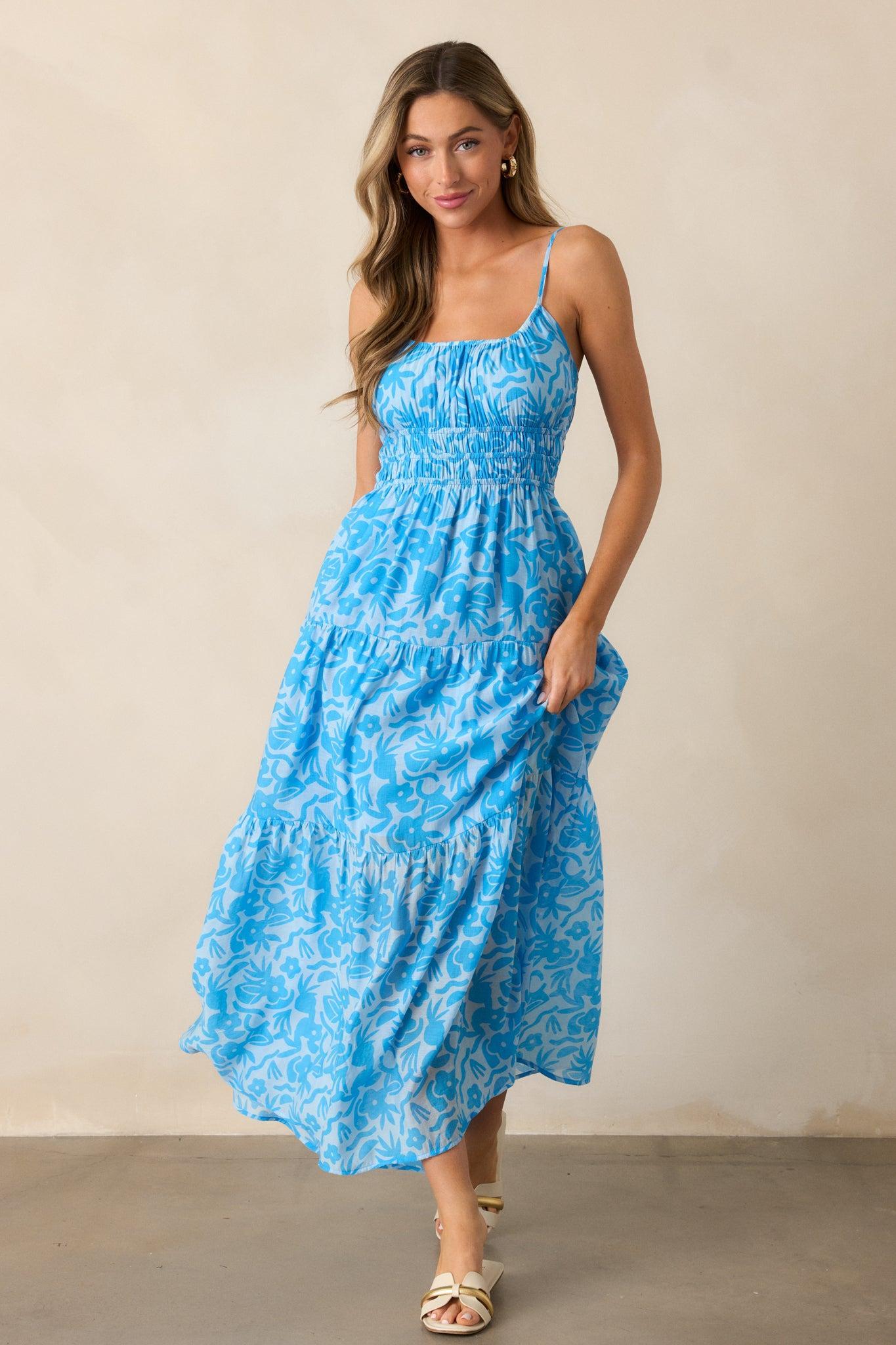 MINKPINK Enza Blue Floral Maxi Dress Product Image