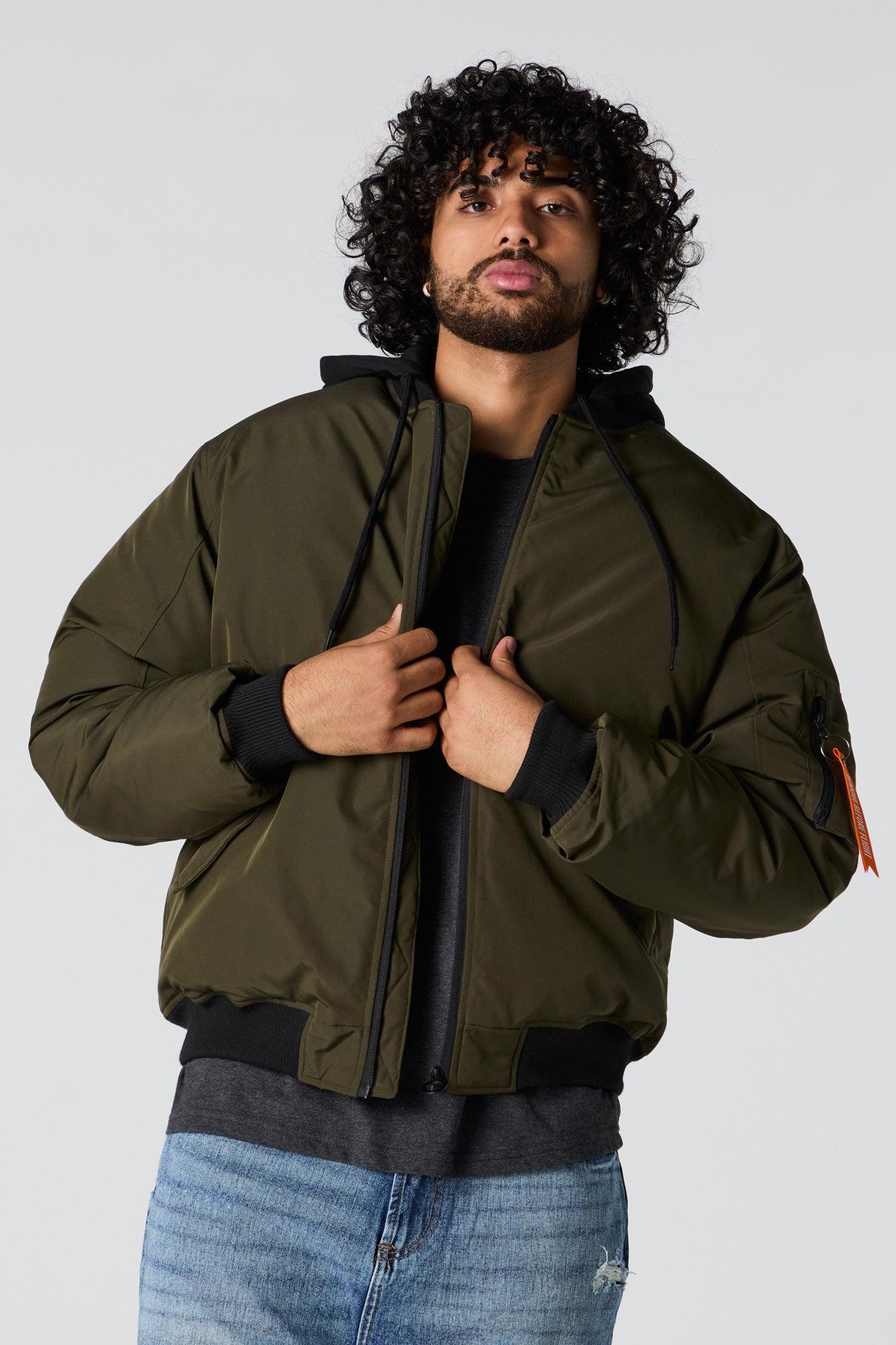 Hooded Bomber Jacket Male Product Image