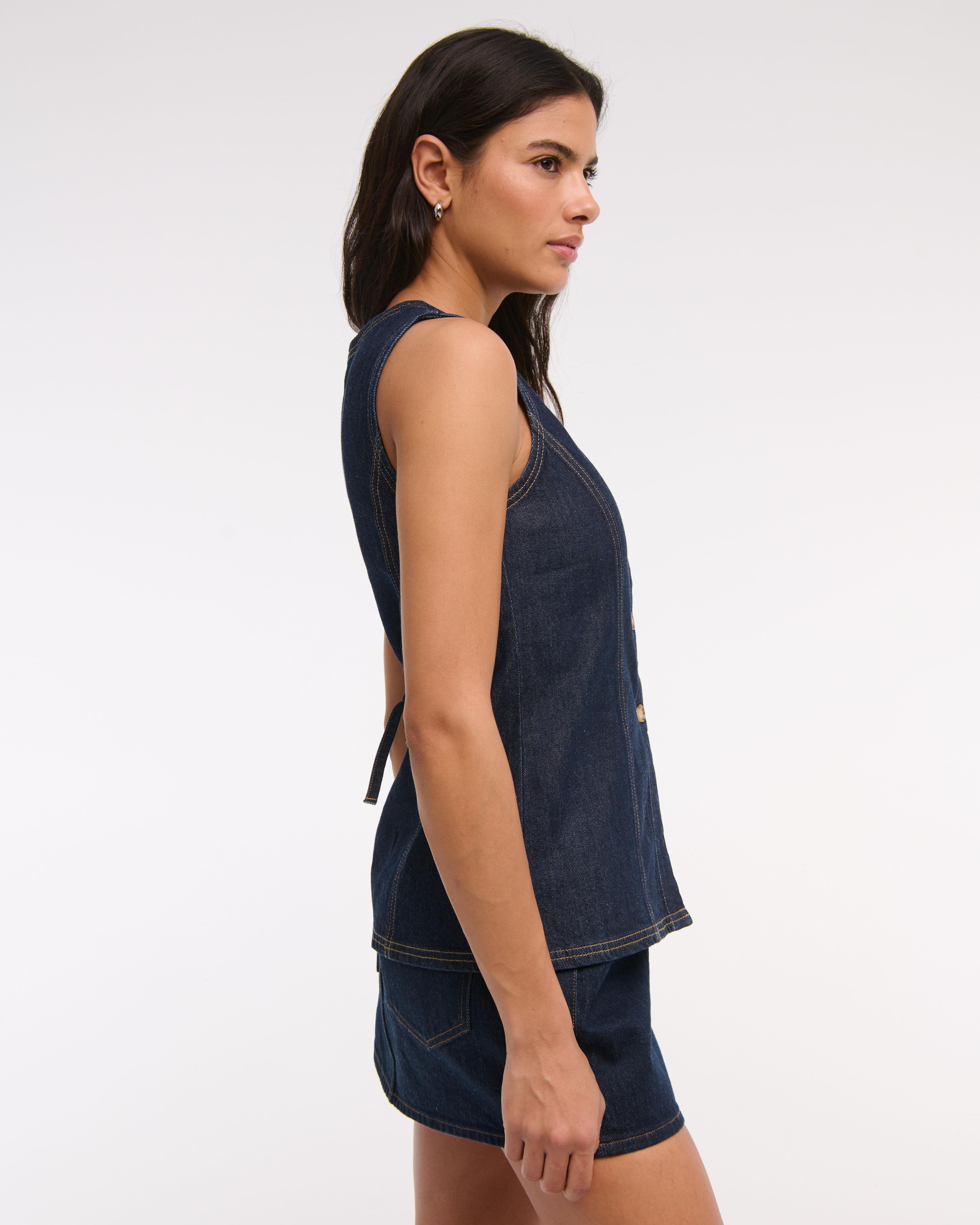 Tie-Back Denim Vest Product Image