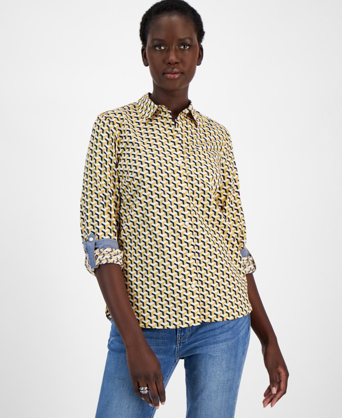 Tommy Hilfiger Womens Cotton Printed Utility Shirt Product Image