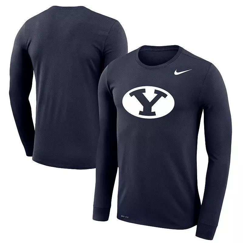 Mens Nike Navy BYU Cougars Legend Wordmark Performance Long Sleeve T-Shirt Product Image