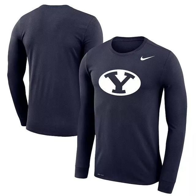 Mens Nike BYU Cougars School Logo Legend Performance Long Sleeve T-Shirt Blue Product Image