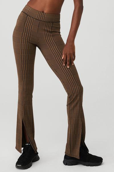 Jacquard High-Waist Glenplaid Flutter Legging - Cinnamon Brown/Black product image