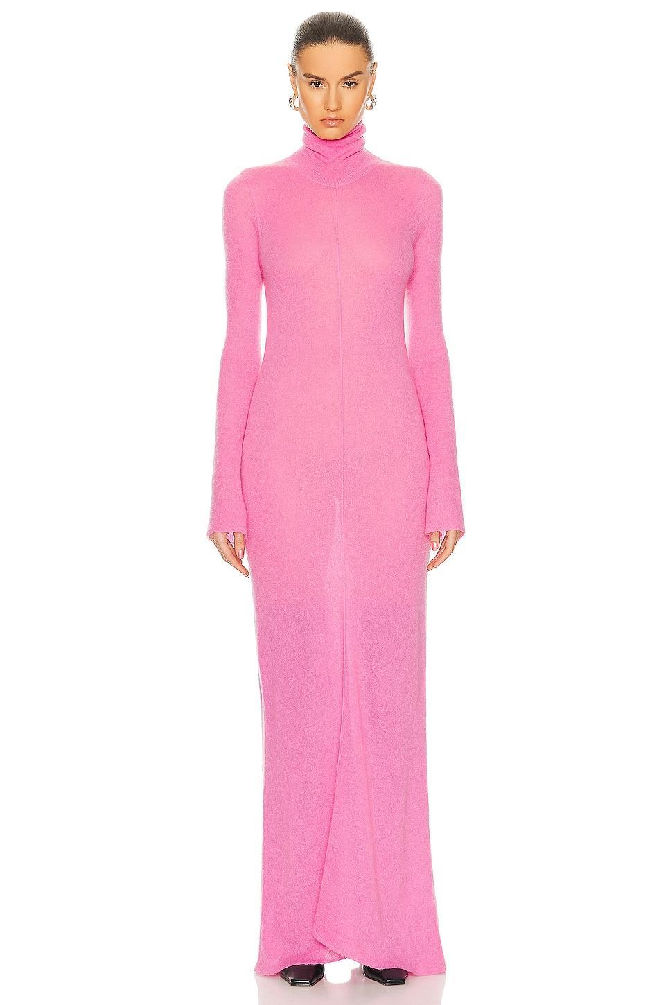 Zeynep Arcay Soft Touch Turtleneck Maxi Dress in Pink Product Image