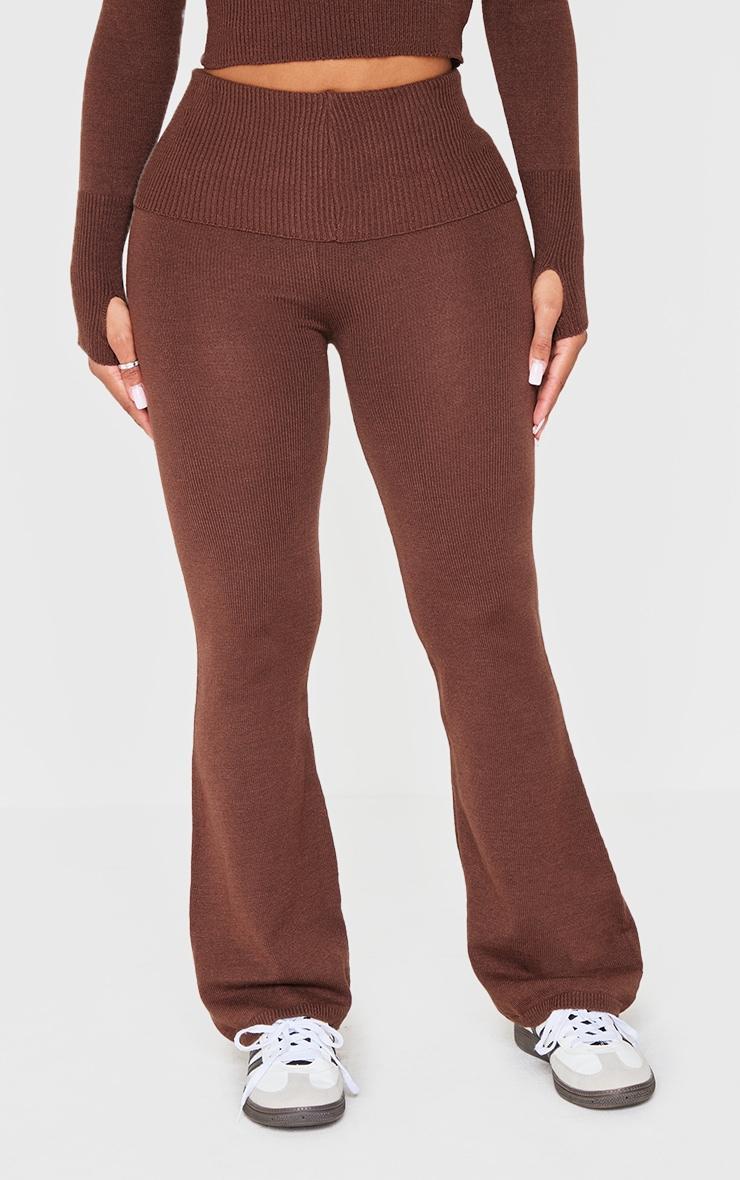 Shape Chocolate Knitted Flare Pants Product Image