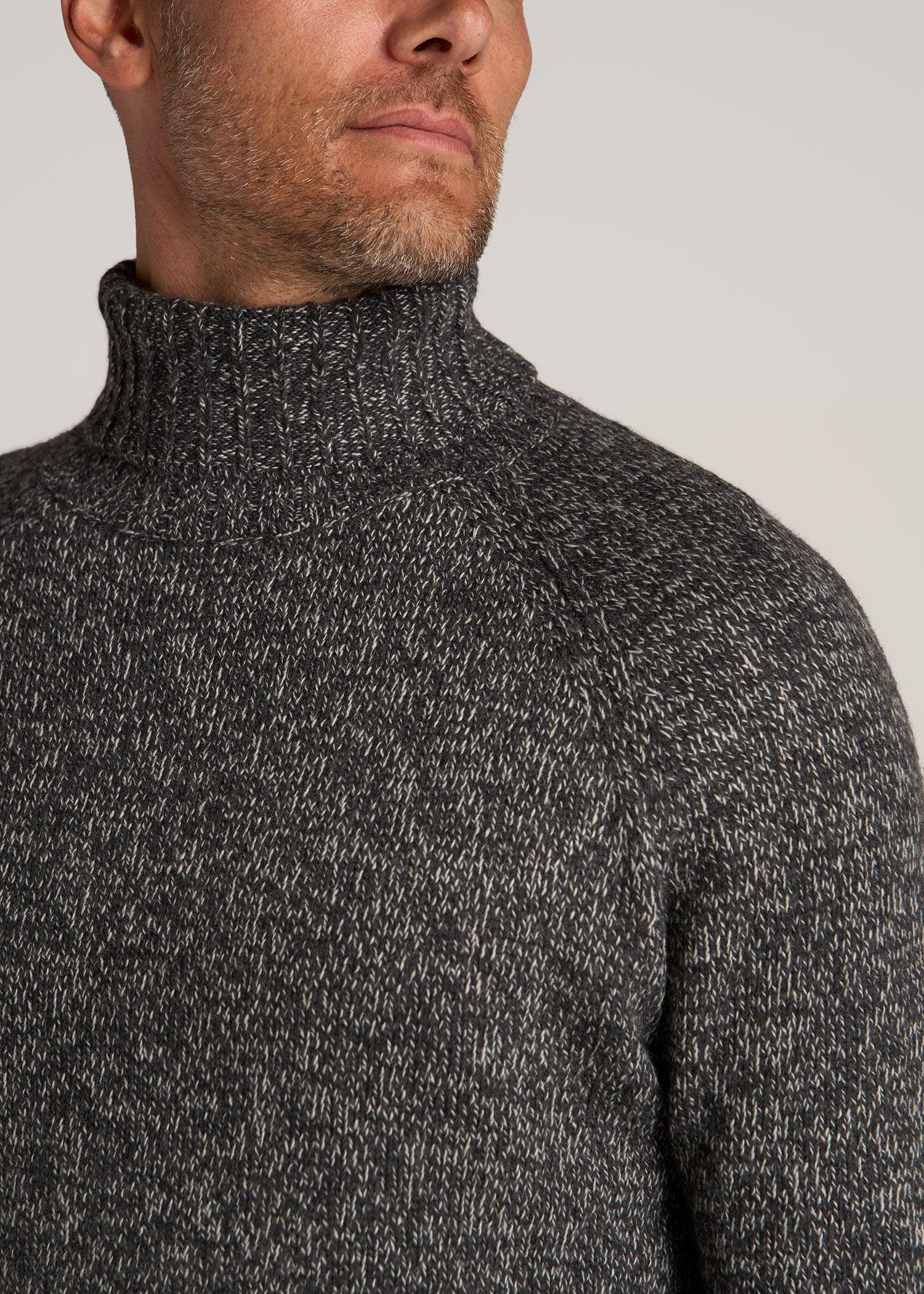 Wool Blend Marled Men's Tall Turtleneck in Charcoal Multi Male Product Image