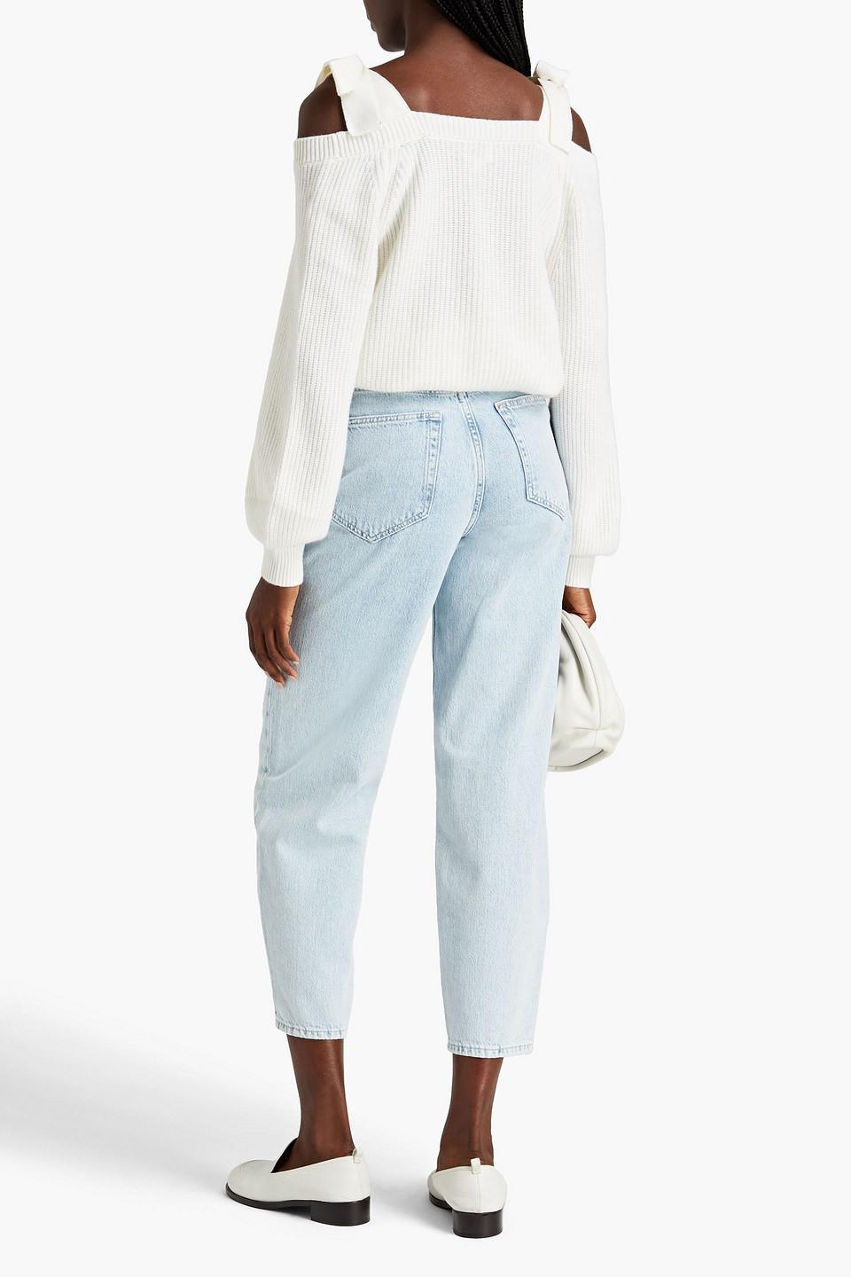 Cropped High-rise Tapered Jeans In Light Denim Product Image