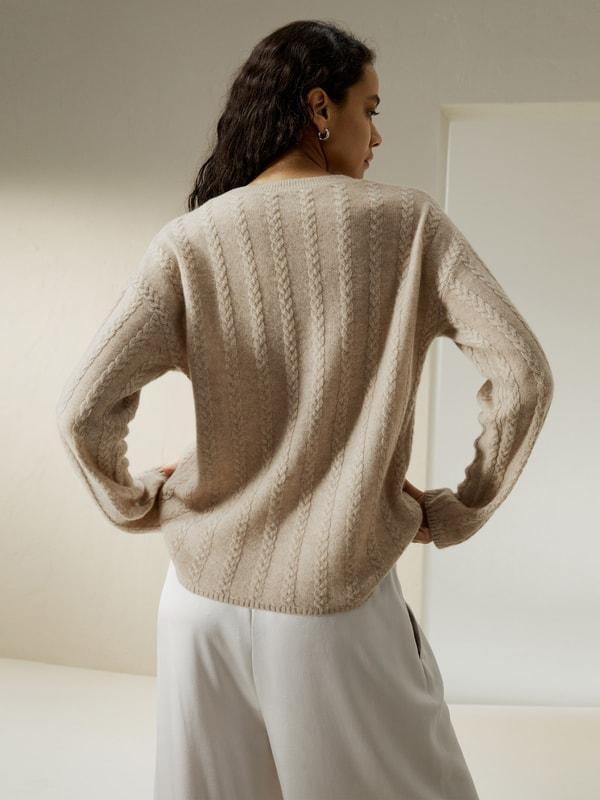 Semi-Sheer Cable-knit Cashmere Sweater Product Image