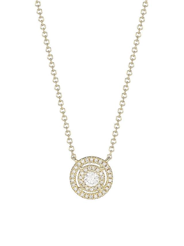 Womens 14K Yellow Gold & 0.22 TCW Diamond Round Pendant Necklace Product Image