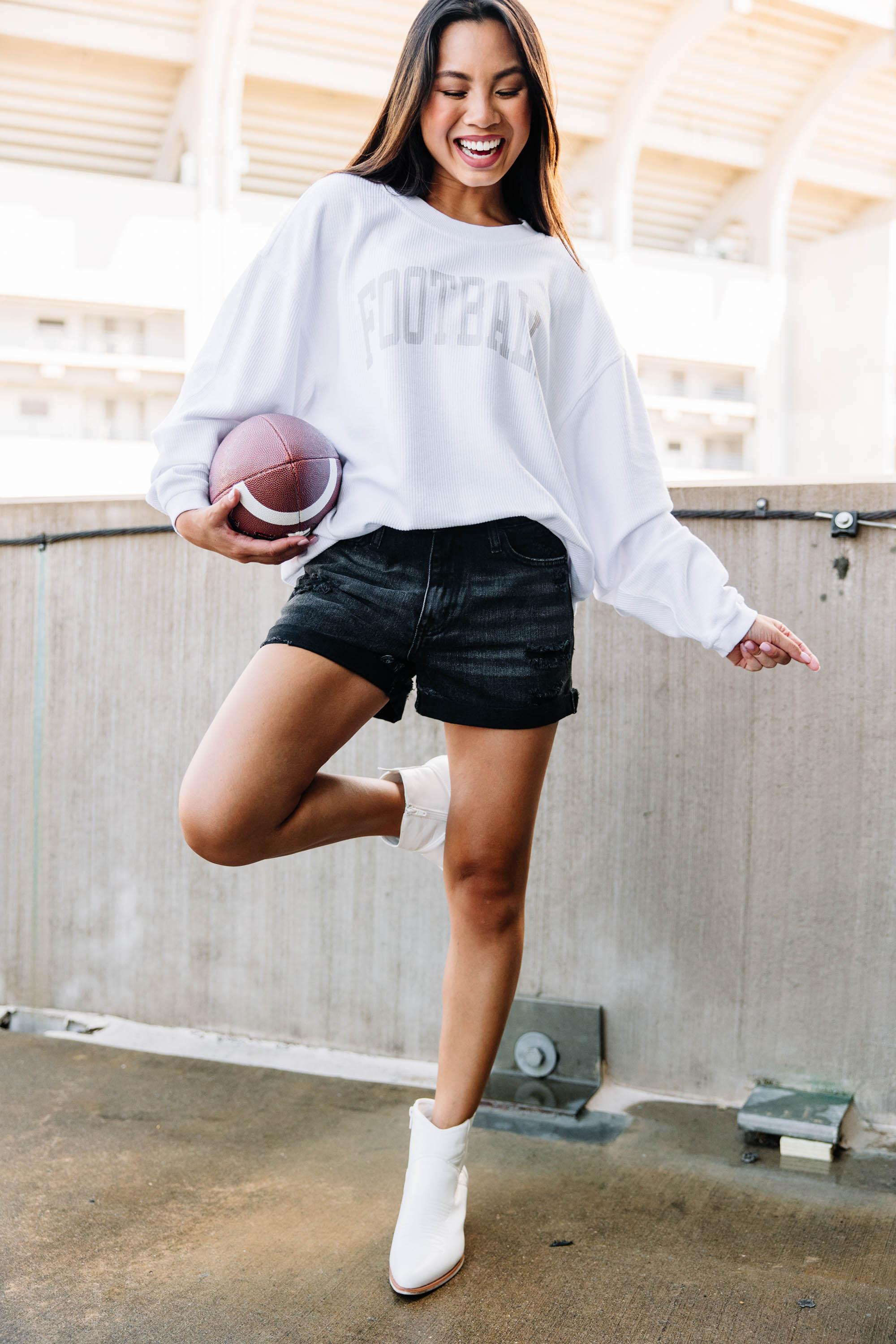 Football White Corded Graphic Sweatshirt Female Product Image