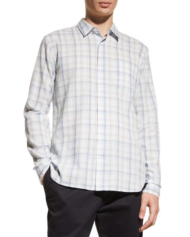 Mens Linen-Blend Plaid Sport Shirt Product Image