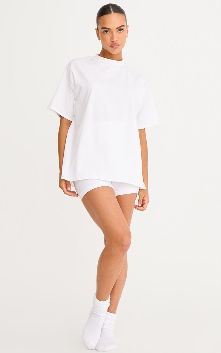 White Cotton Basic Oversized T-shirt Product Image