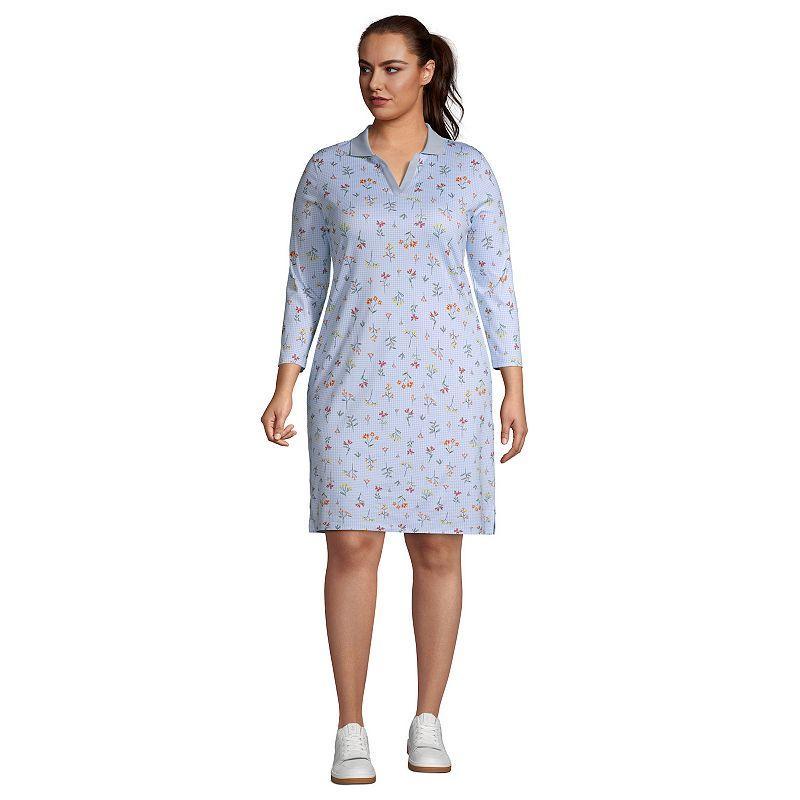 Plus Size Lands End Supima Cotton Polo Dress, Womens Blue Product Image