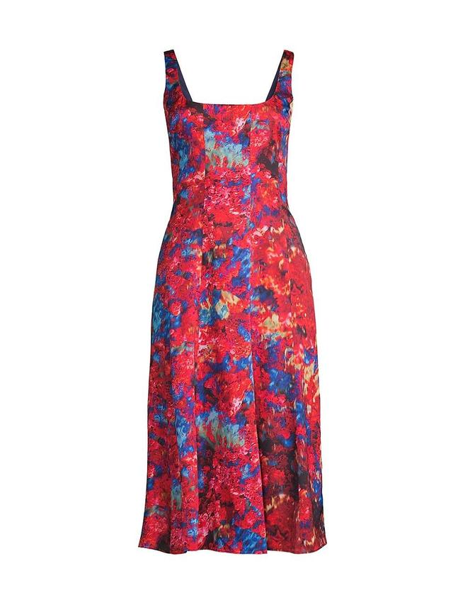 Womens City Garden Floral Godet Midi-Dress Product Image