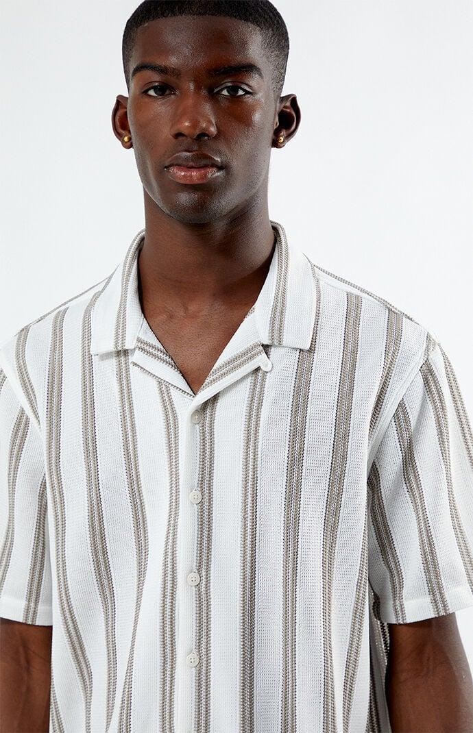 Men's Whirl Weave Camp Shirt in White/Tan - Product Image