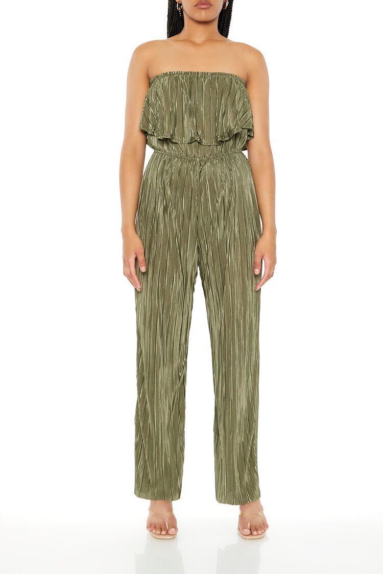 Strapless Plisse Flounce Jumpsuit | Forever 21 Product Image