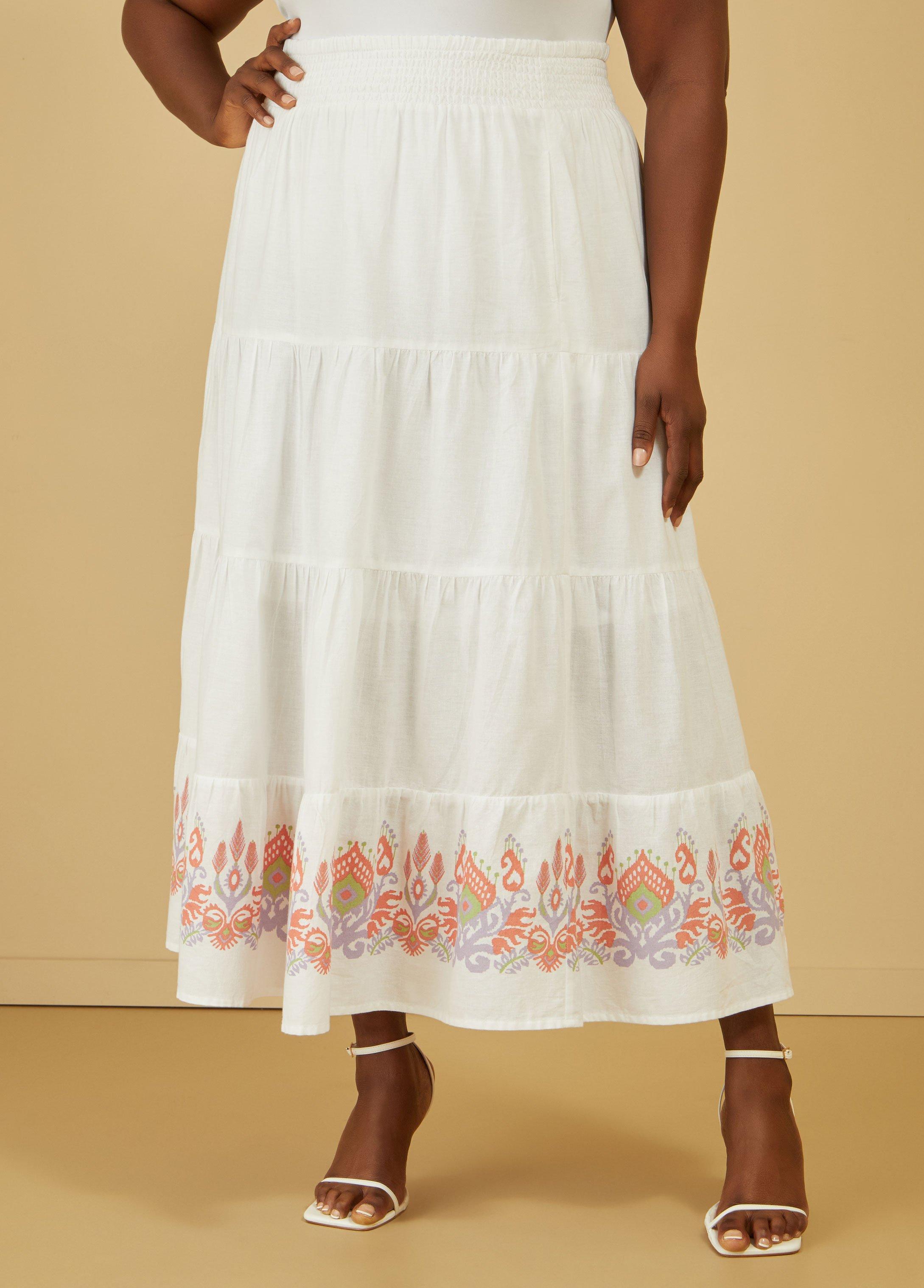 Printed Linen Blend Maxi Skirt Product Image