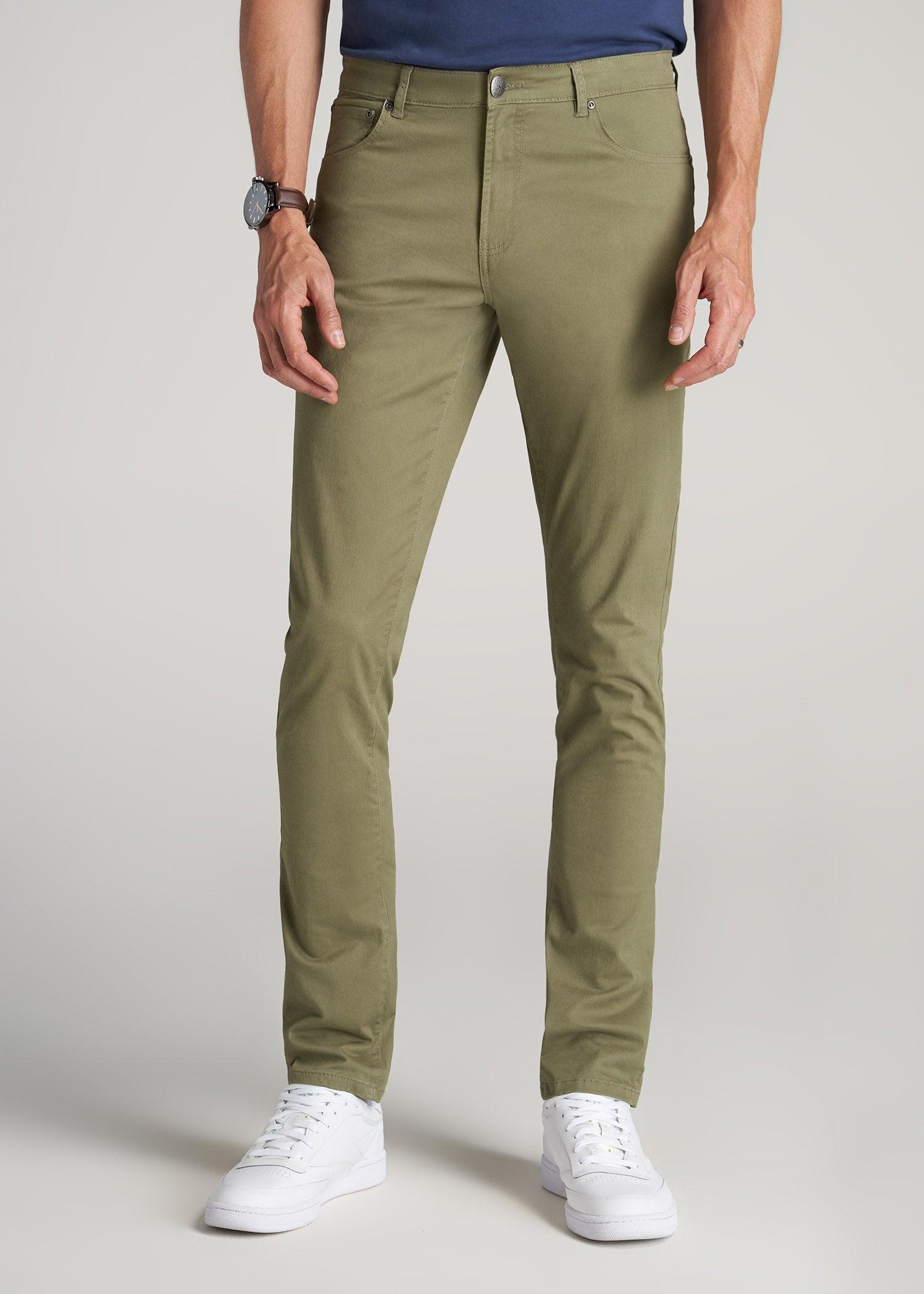 Carman TAPERED Fit Five Pocket Pants for Tall Men in Fatigue Green Male Product Image