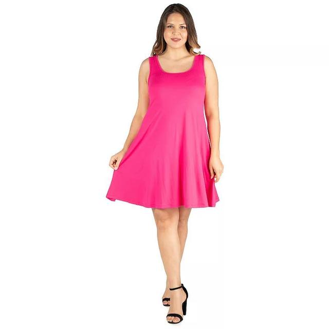 Plus Size 24seven Comfort Apparel Fit and Flare Knee Length Tank Top Dress, Womens Product Image