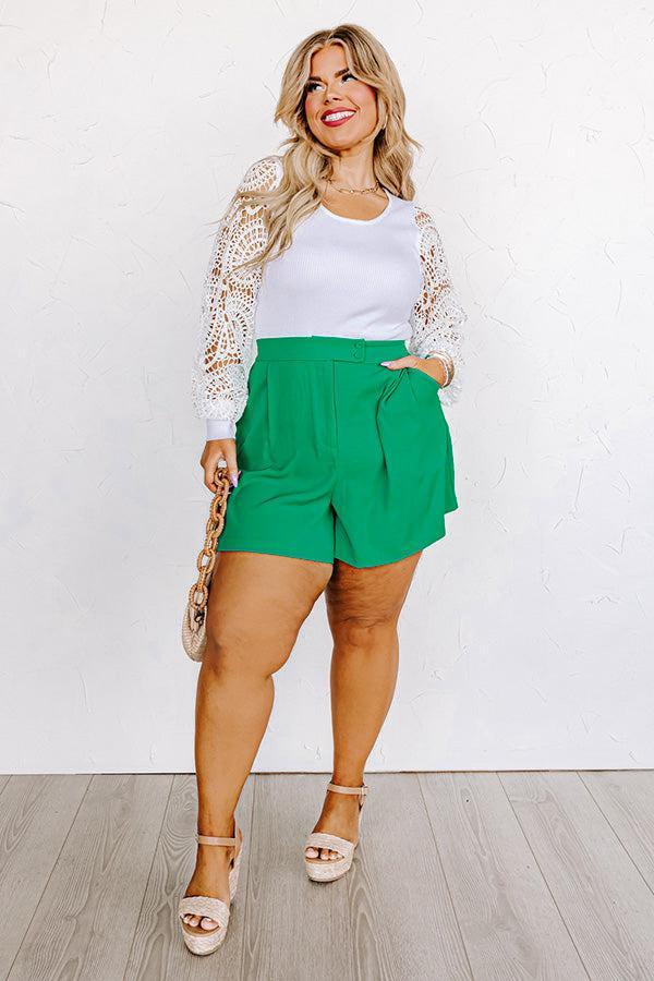 Ready To Remix High Waist Shorts In Green Curves Product Image