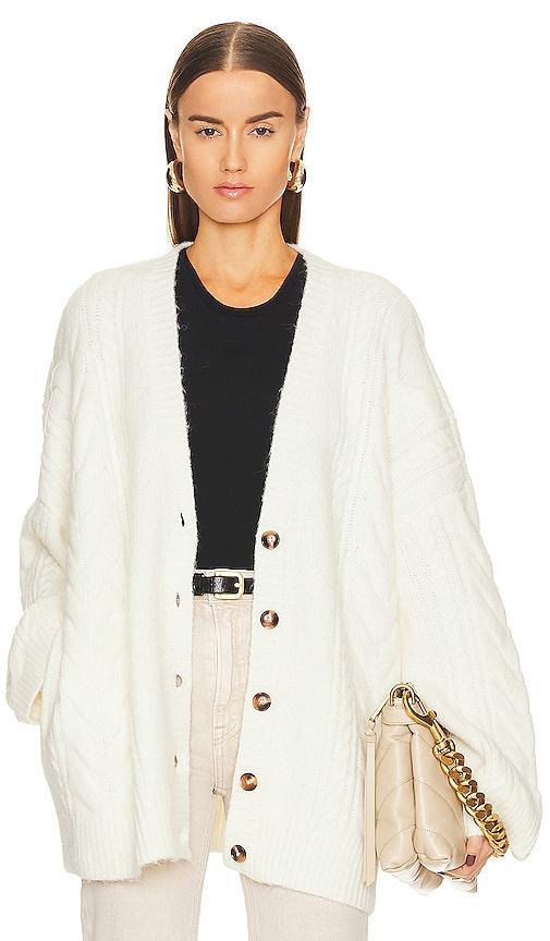 Helsa Serena Cable Cardigan in Ivory. - size M (also in L, S, XS) Product Image