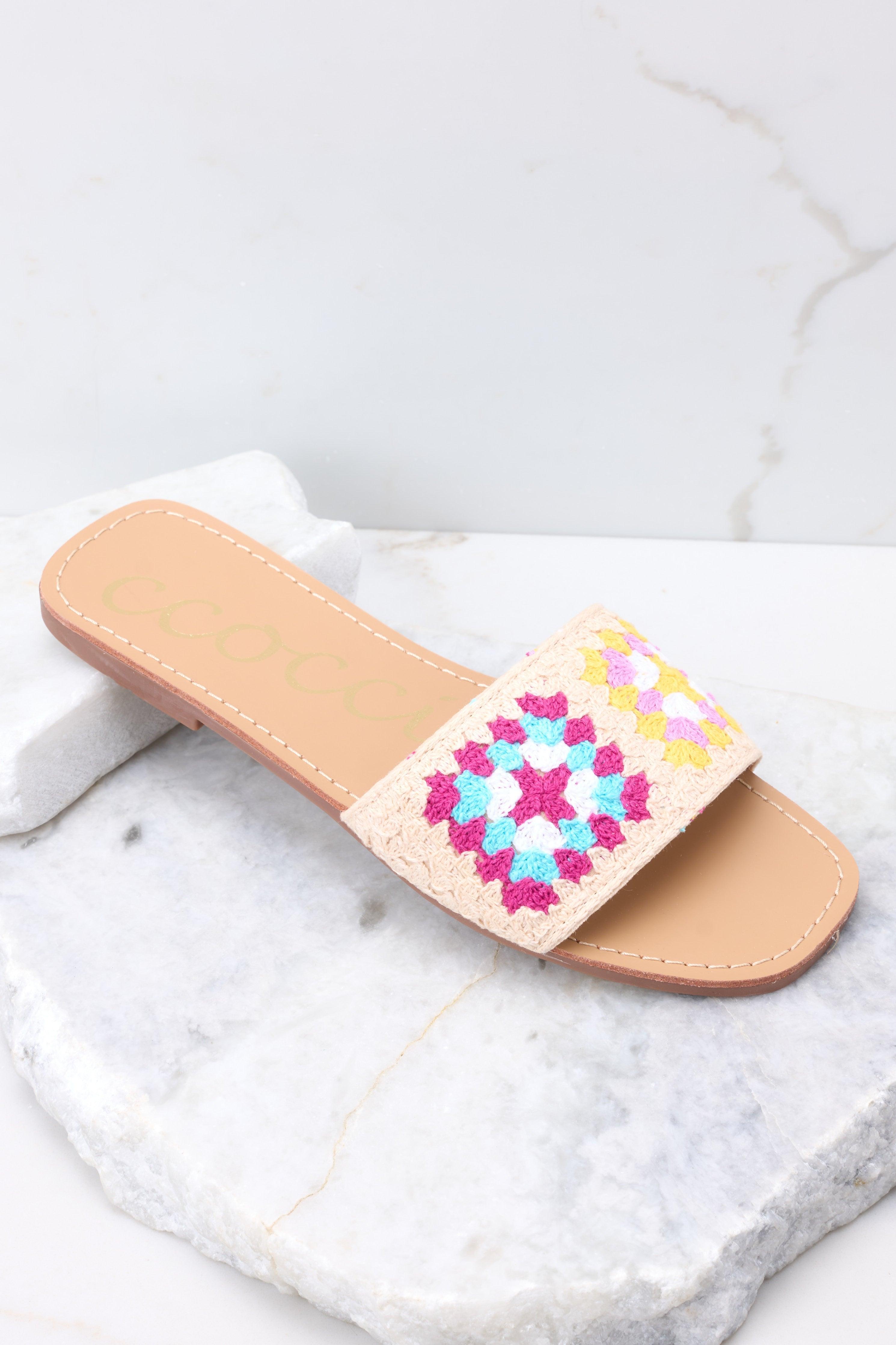 Walking Above Pink Multi Slide Sandals Product Image