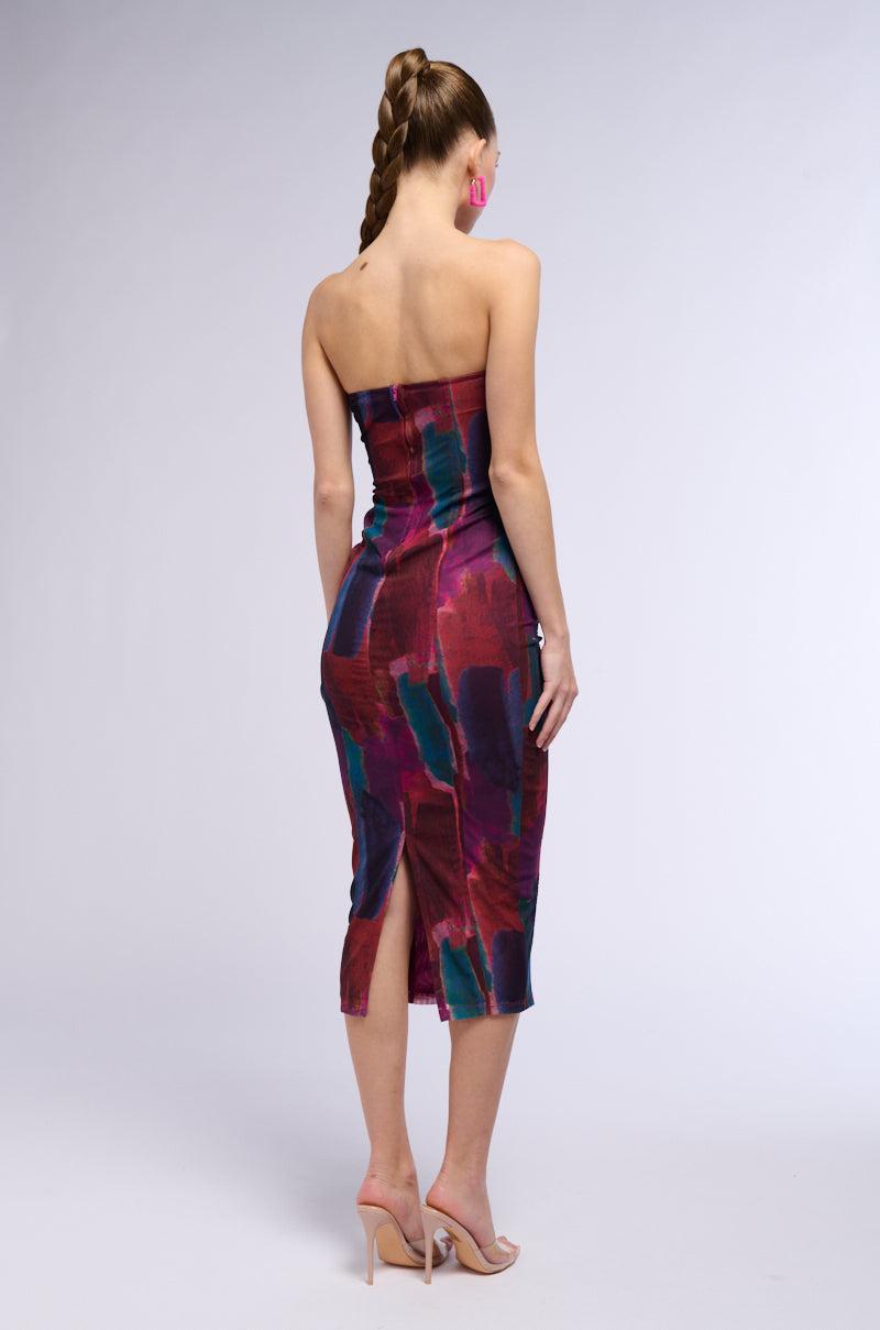 RIZZA PRINTED MESH MIDI DRESS Product Image