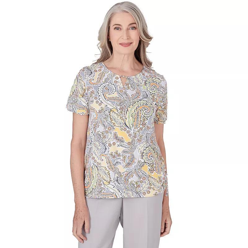 Petite Alfred Dunner Paisley Top with Side Ruching, Womens product image