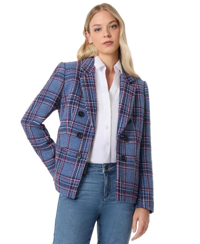 Women's Open-Front Plaid Tweed Jacket Product Image