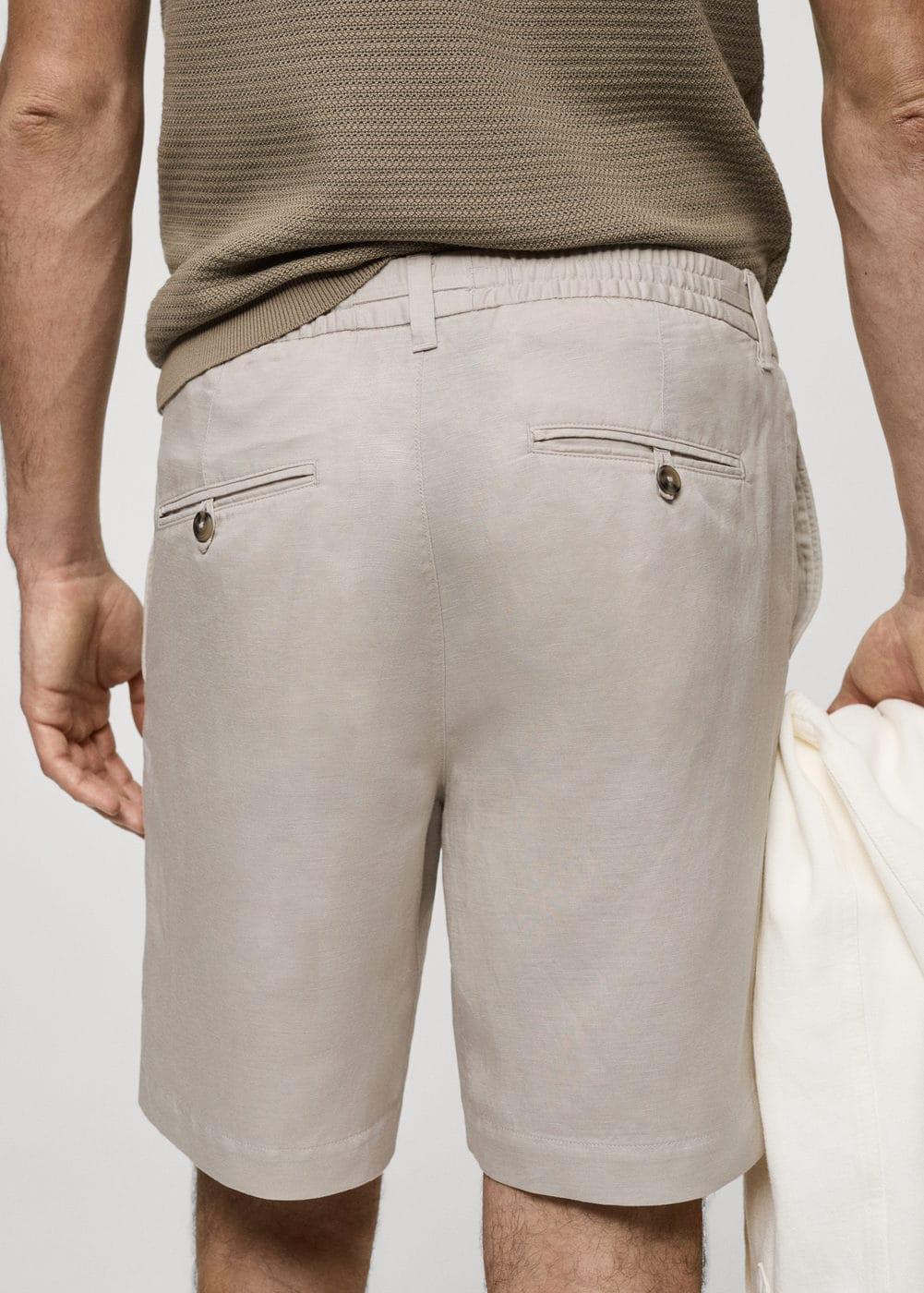 MANGO MAN - Tencel linen cord shorts ice greyMen Product Image