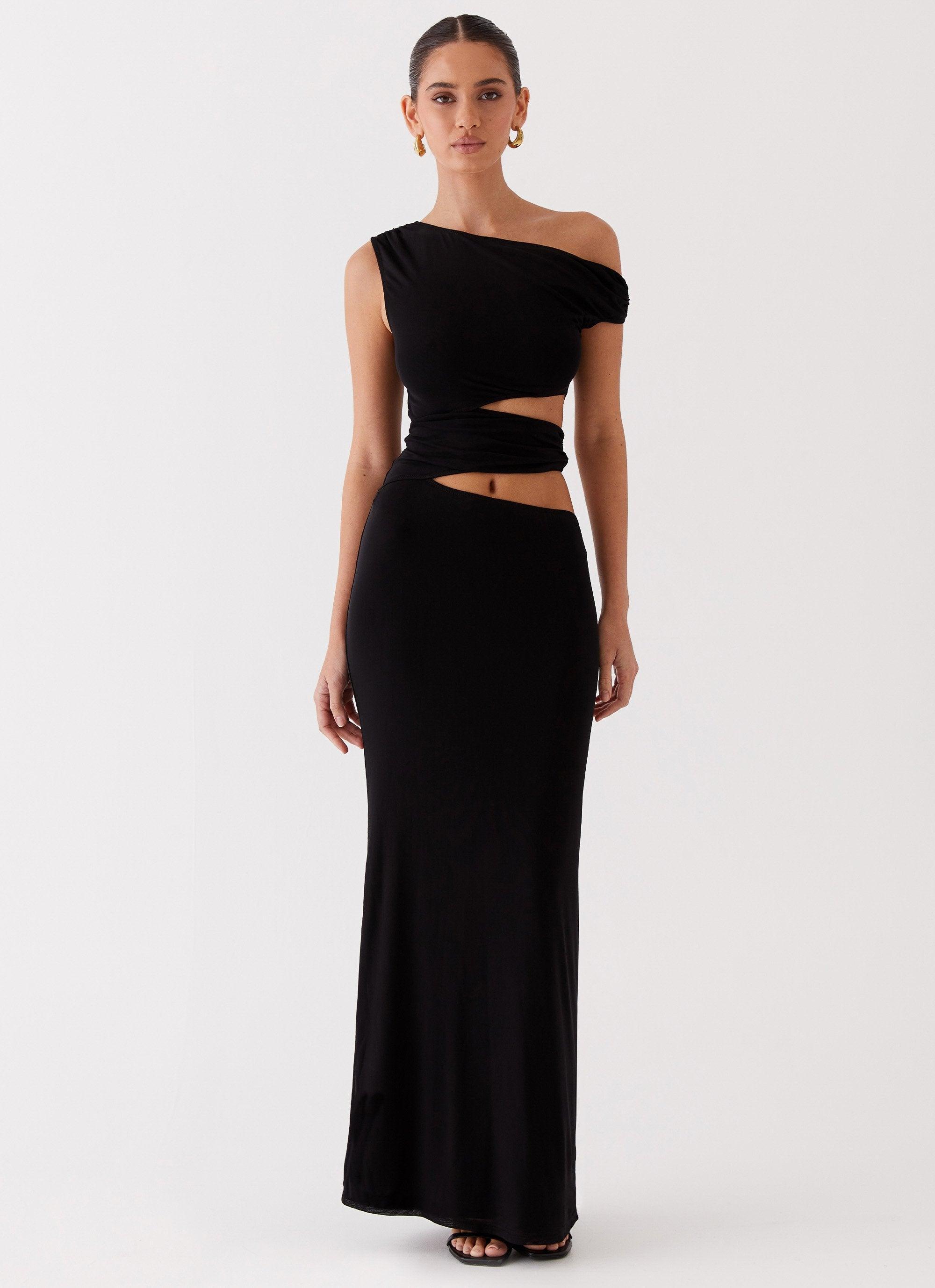 Margot One Shoulder Maxi Dress - Black Product Image