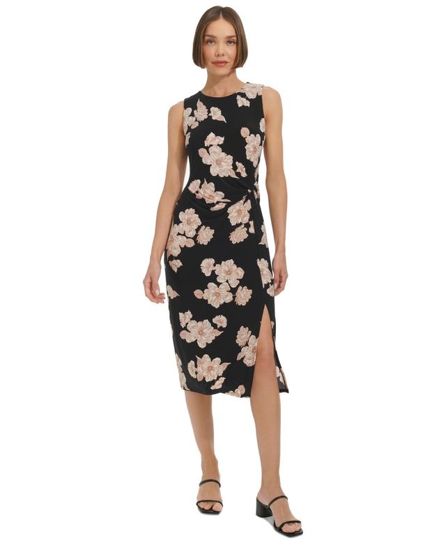 Tommy Hilfiger Womens Floral-Print Jersey Sleeveless Midi Dress Product Image