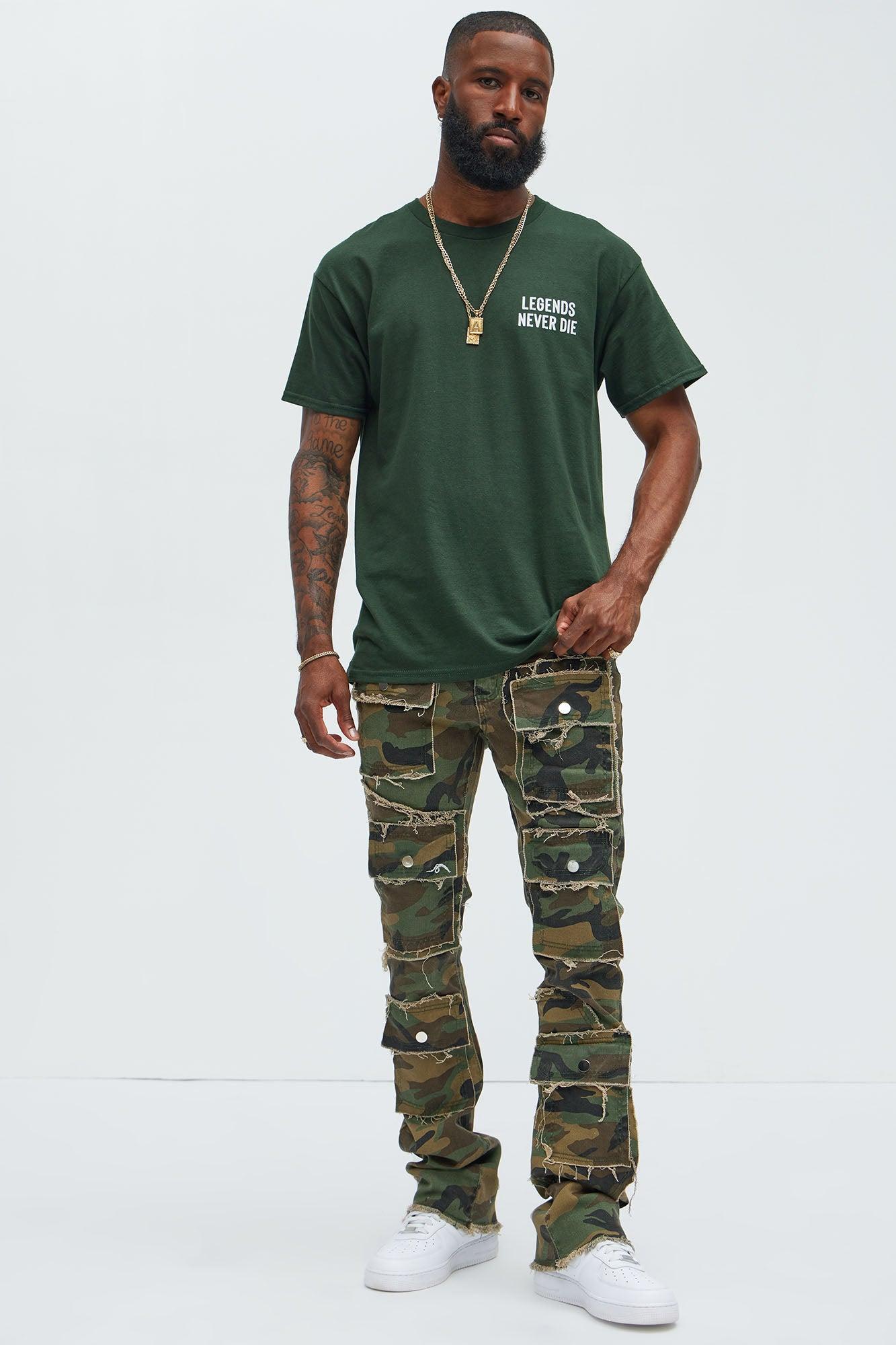 Let's Go Fray Cargo Skinny Flare Pants - Camouflage Product Image