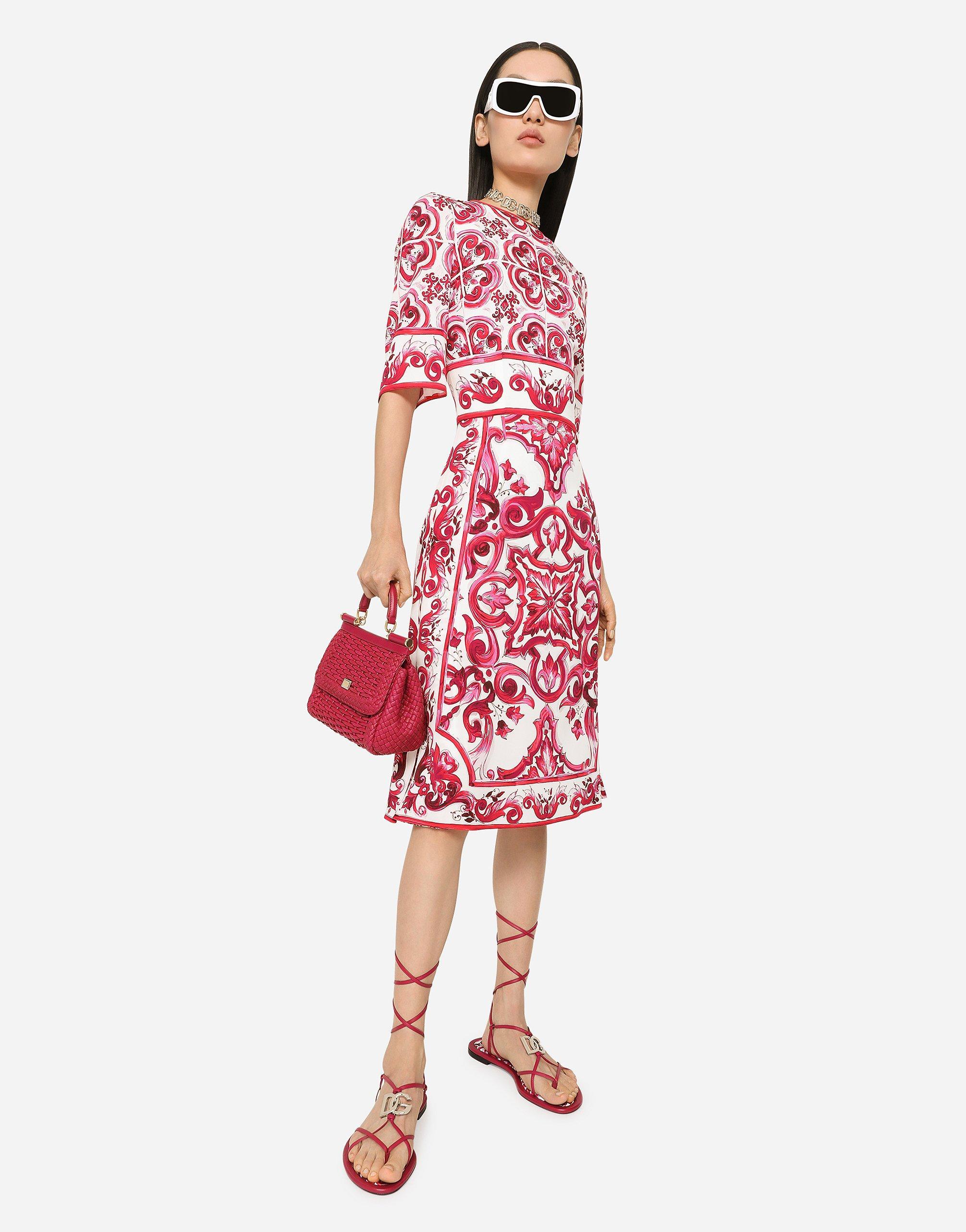 DOLCE & GABBANA Majolica-print Midi Dress In Red Product Image