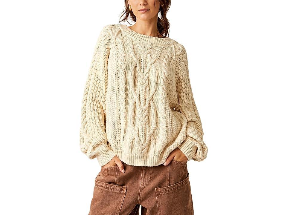 Free People Frankie Cable Sweater in Ivory. Size L, M, S. Product Image