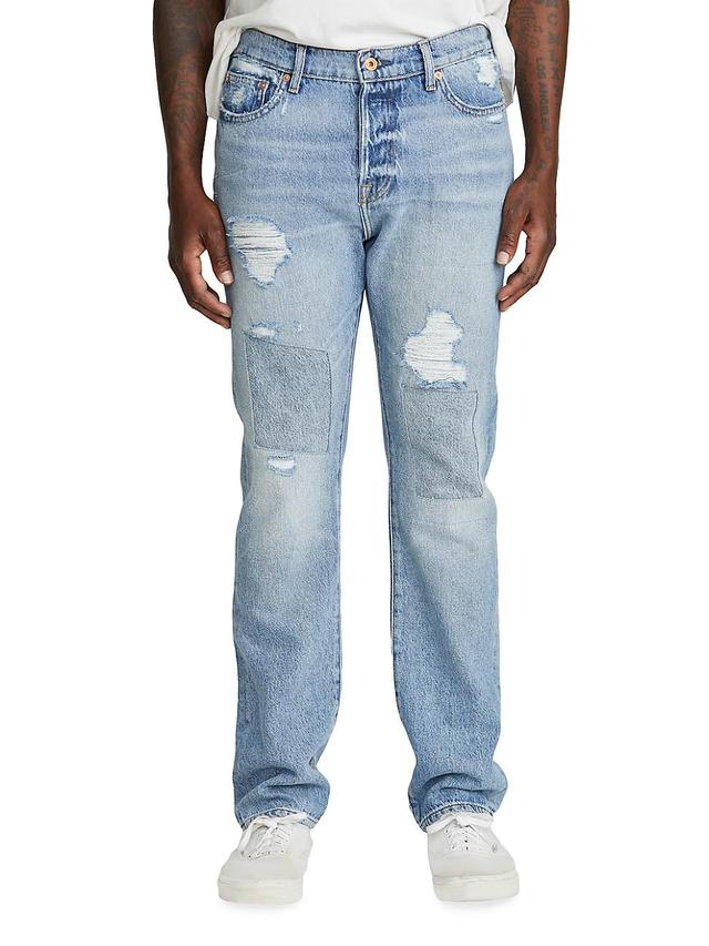 Mens Distressed Straight-Leg Jeans Product Image