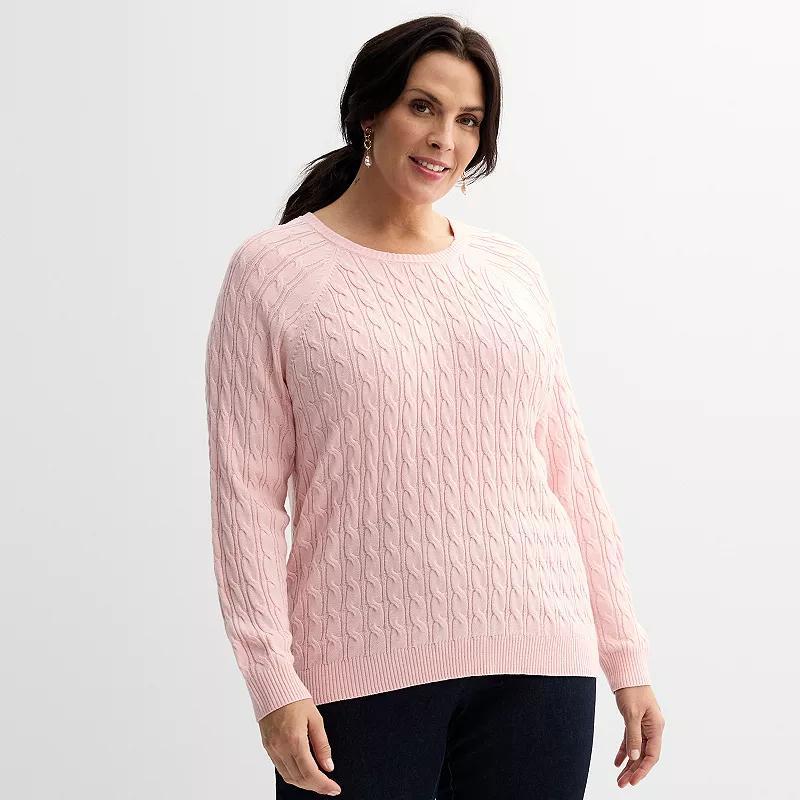 Plus Size Croft & Barrow The Extra Soft Cabled Crew Neck Sweater, Womens Product Image