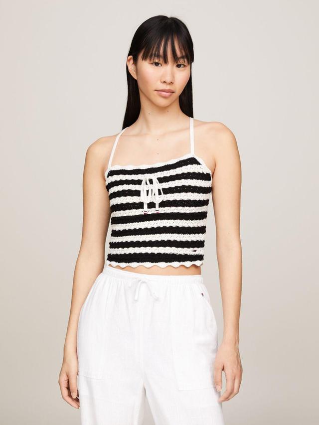 Tommy Hilfiger Women's Stripe Crochet Crop Top Product Image