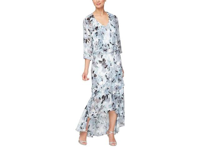 Alex Evenings High-Low Chiffon Burnout with Jacket Multi) Women's Dress Product Image