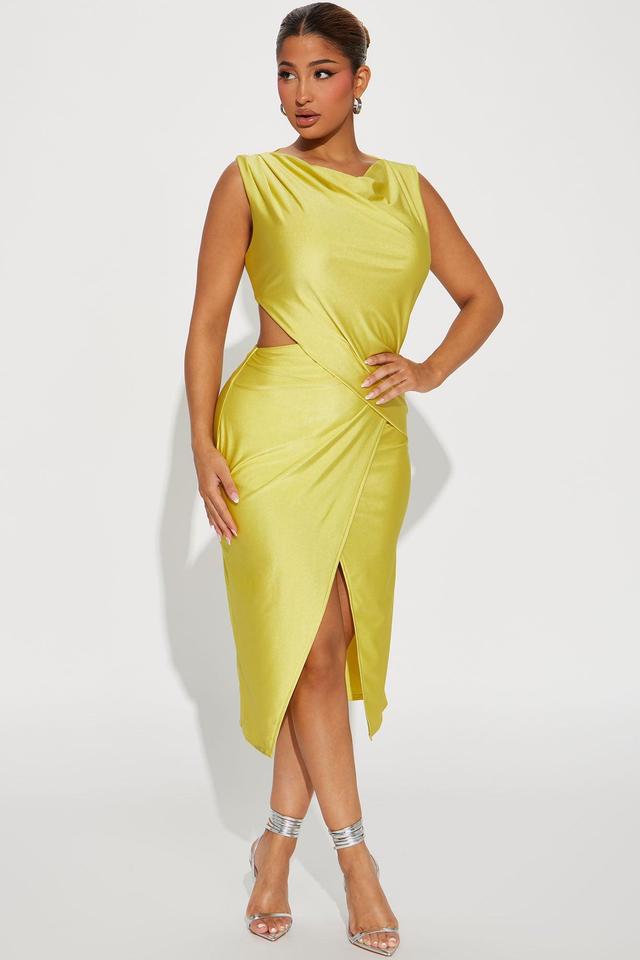 Jocelyn Draped Midi Dress - Yellow Product Image