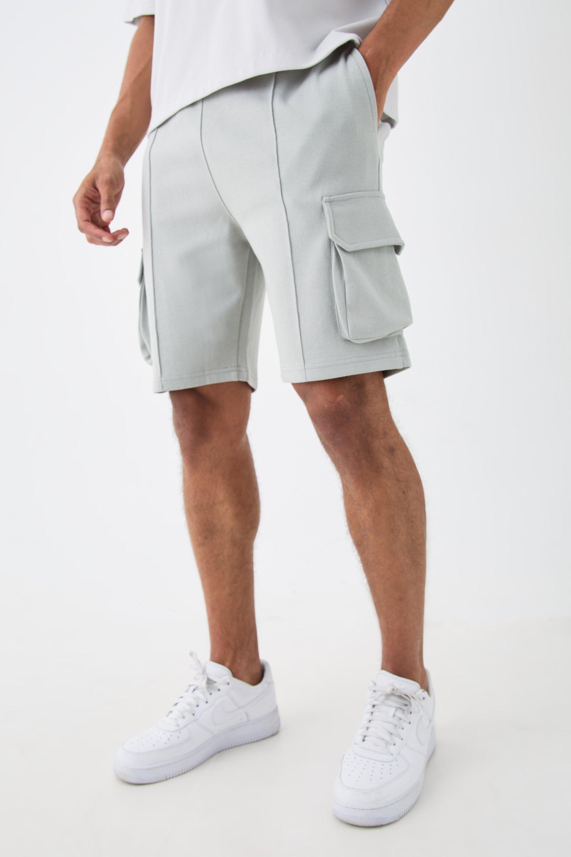 Slim Fit Interlock Pintuck Detail Cargo Shorts | boohooMAN USA Product Image