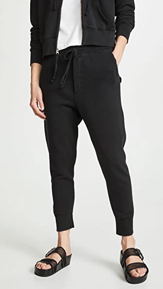 NILI LOTAN Nolan Cropped Cotton-jersey Track Pants In Black Product Image