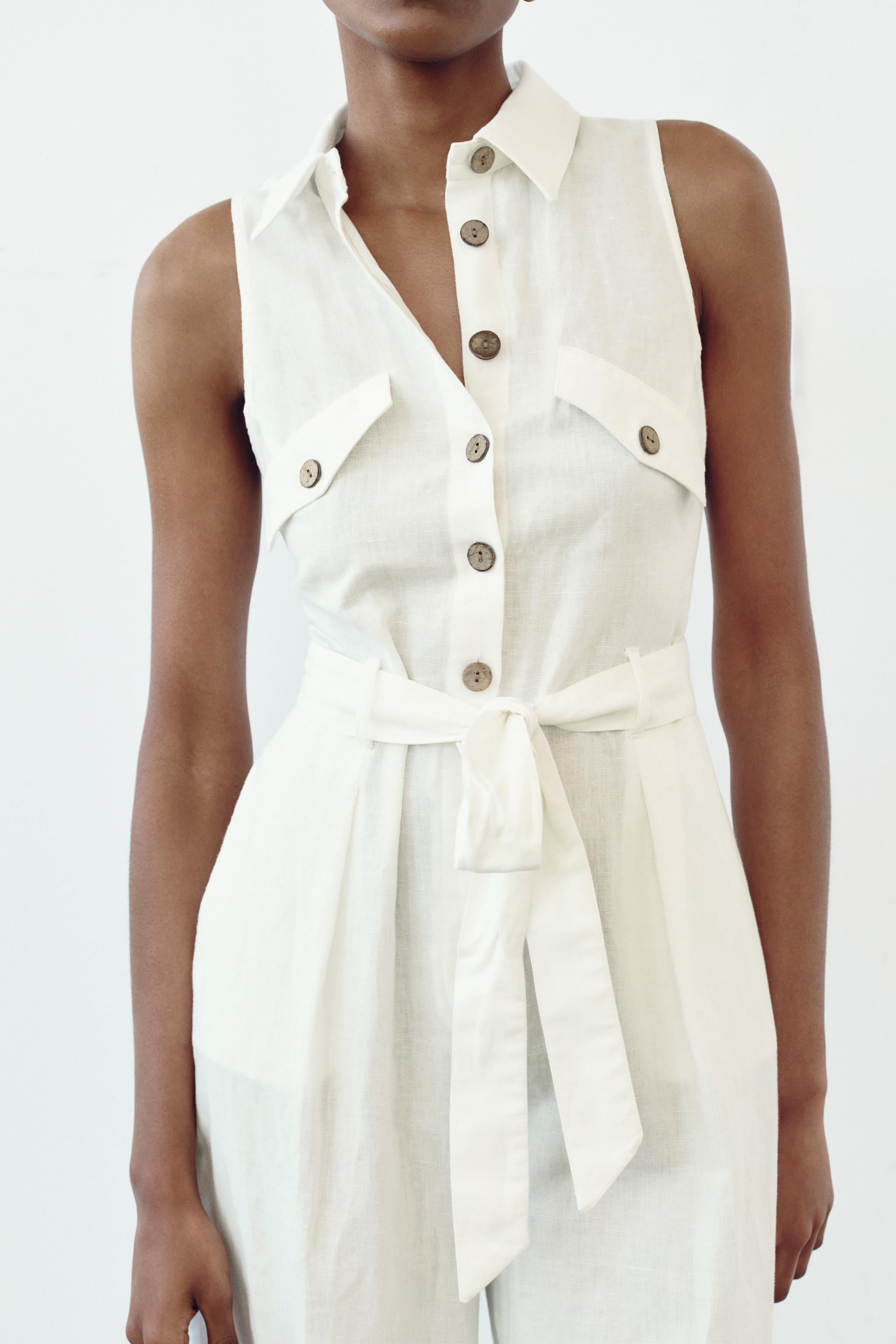 BELTED LINEN BLEND JUMPSUIT Product Image