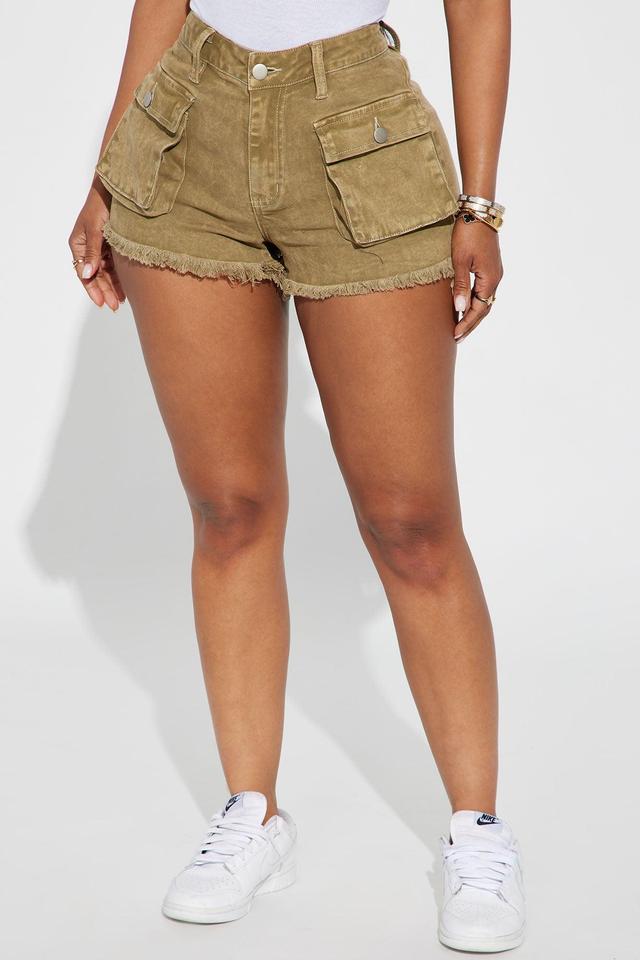 High Expectations Stretch Denim Cargo Shorts - Olive Product Image