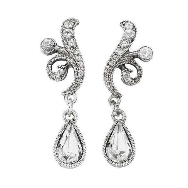 2028 Silver-Tone Crystal Teardrop Swirl Earrings Product Image