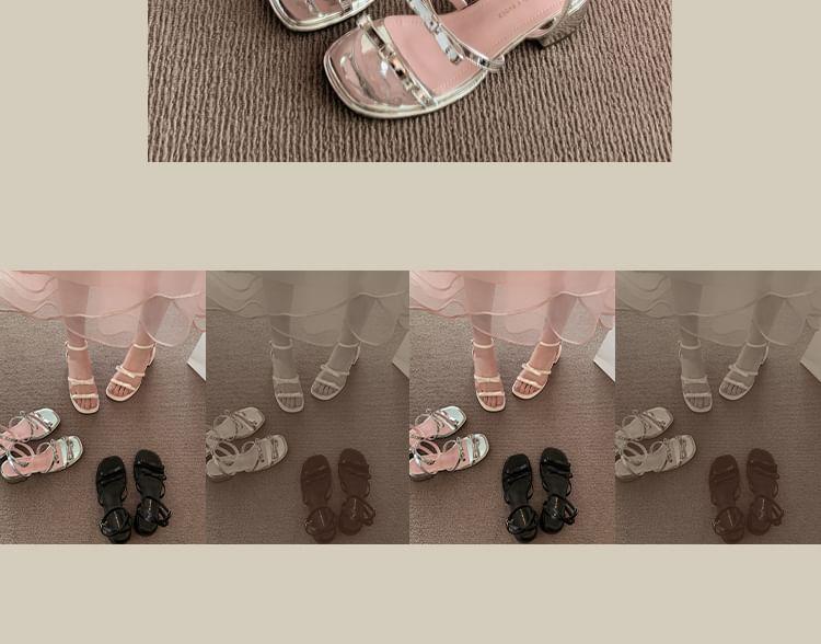 Block Heel Plain Bow Sandals Product Image