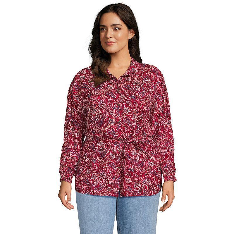 Plus Size Lands End Womens Tie Waist Shirt Product Image