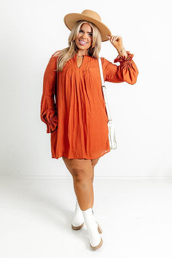 Patio In Paris Shift Dress In Rust Curves Product Image